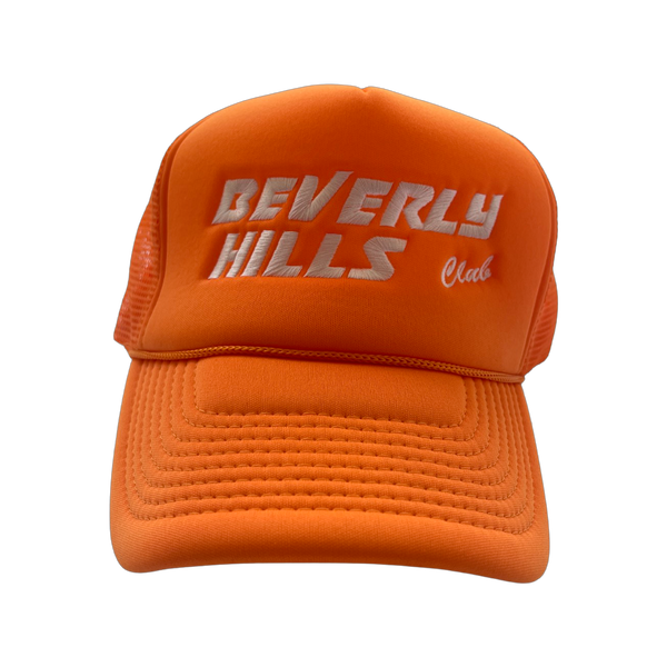 ORANGE TRUCKER HAT – Beverly Hills Club